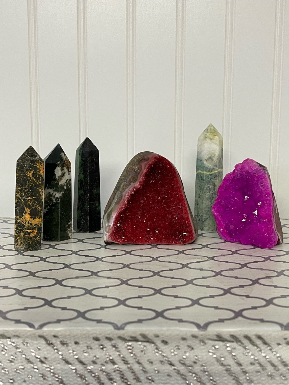 Vibrant Red and Magenta Crystal Geode Display - Home Accents